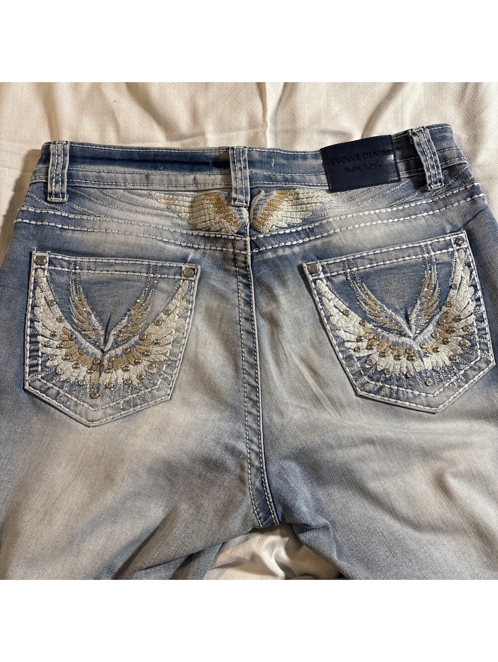 Evolve Denim NY Women Sz 9Embroidered Rhinestones Bootcut - Country Girl Jeans